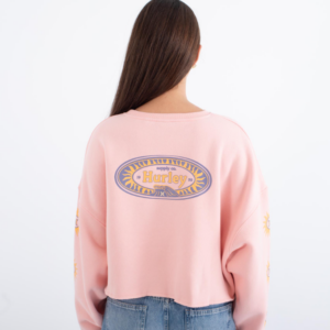 Sudadera Hurley Island Crew Crop Rosa