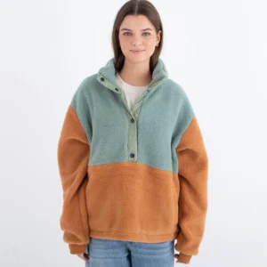 Chaqueta Hurley Comfort High Pile Verde y Naranja