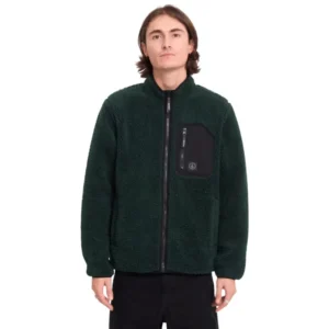 Sudadera Volcom Muzzer Fuzzar Zip Sherpa Verde